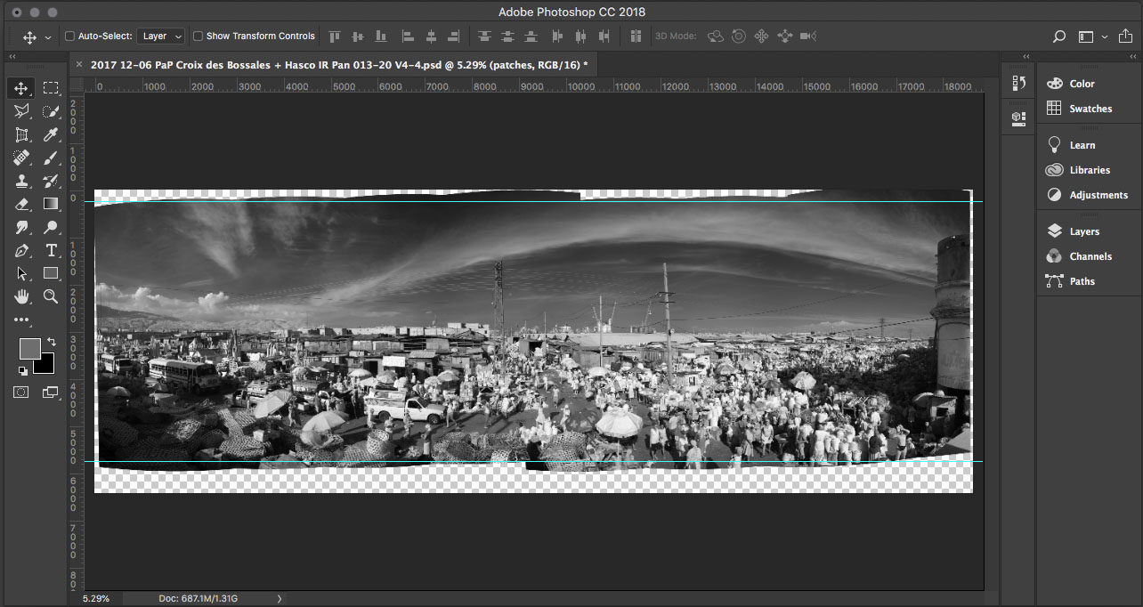 Screenshot of Large Panorama From Haiti in Process with Photoshop.